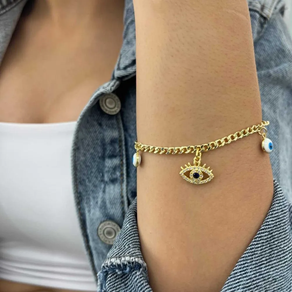 Braided Chain Blue Eyes Bracelet