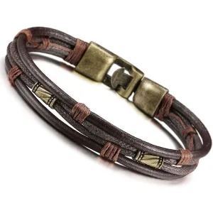 Braided Leather Rope Bracelet Men's Bangle Wax Thread Pair Buckle