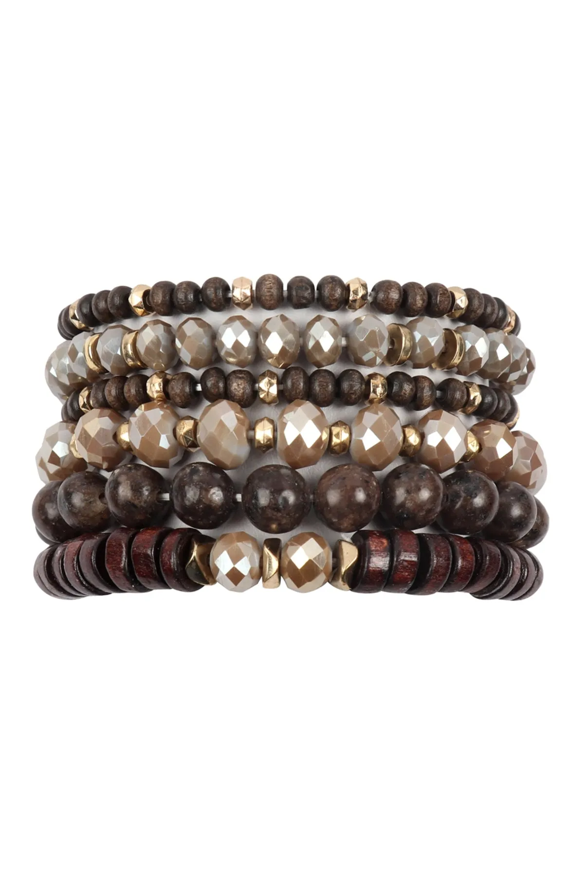 Brown Mix Stackable Charm Bracelet - Pack of 6