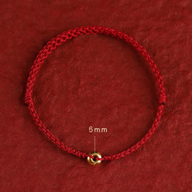 Buddha Stones 999 Gold Small Peace Buckle Red String Protection Luck Braided Bracelet Anklet