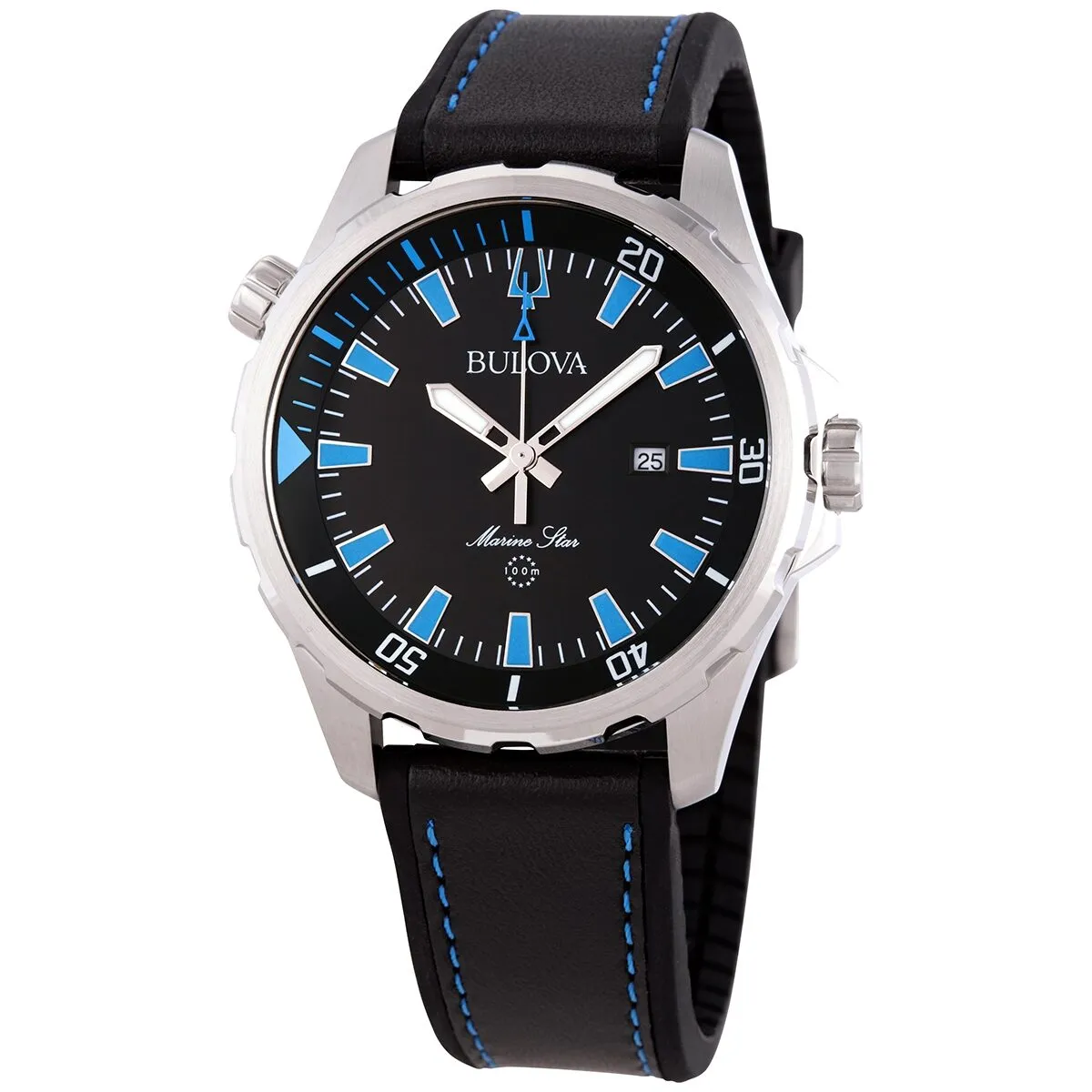 Bulova Marine Star Quartz Black Dial Men's Watch 96B337