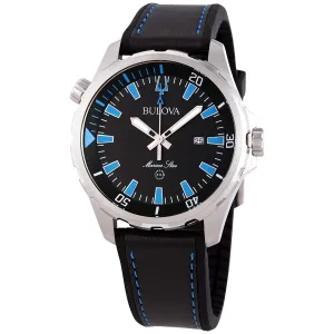 Bulova Marine Star Quartz Black Dial Men's Watch 96B337