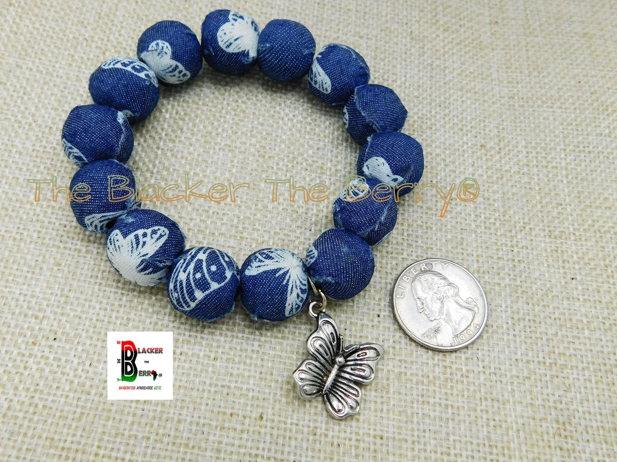 Butterfly Bracelets Jean Women Charm Jewelry Summer Chunky Silver Beaded