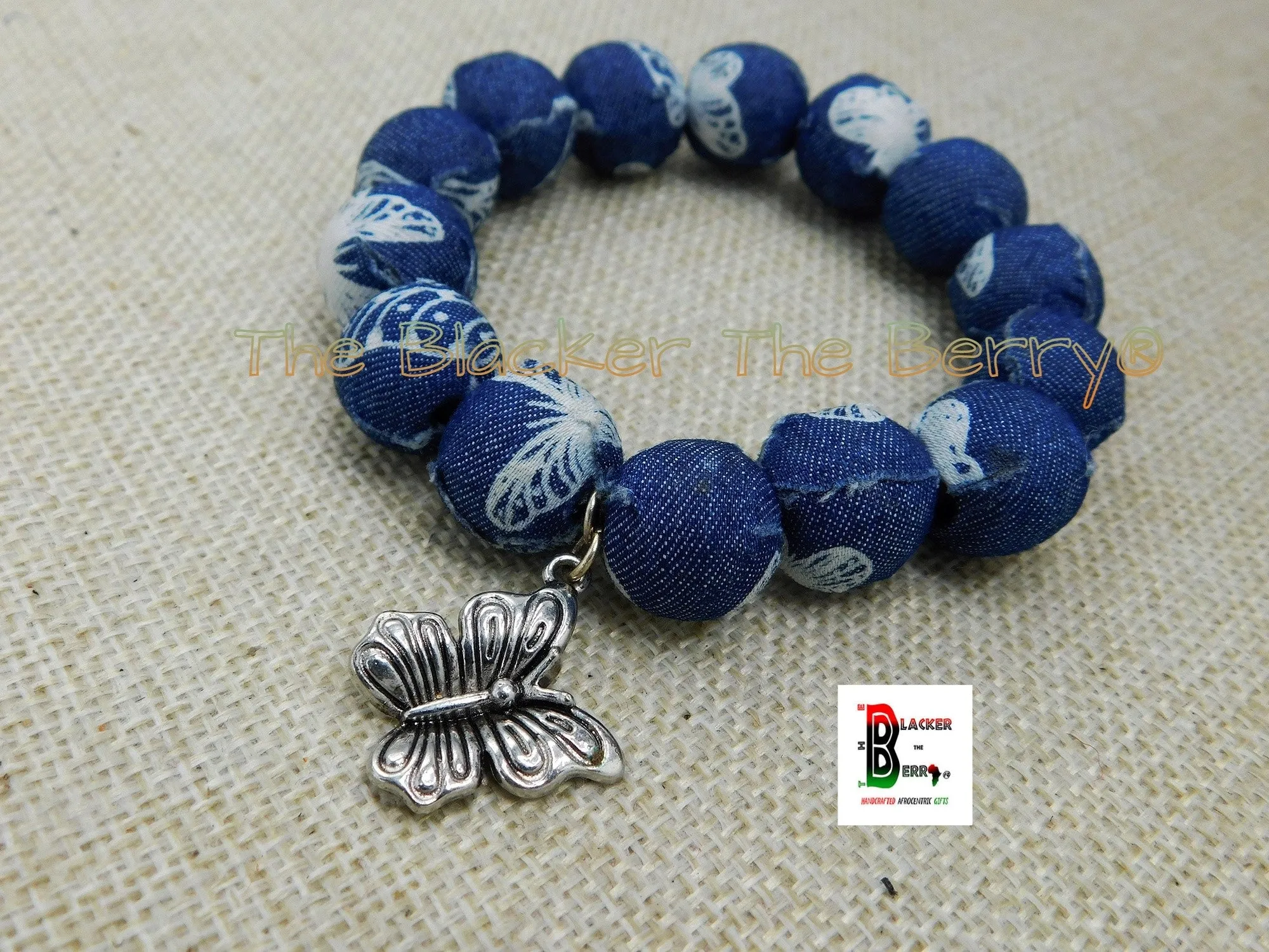 Butterfly Bracelets Jean Women Charm Jewelry Summer Chunky Silver Beaded