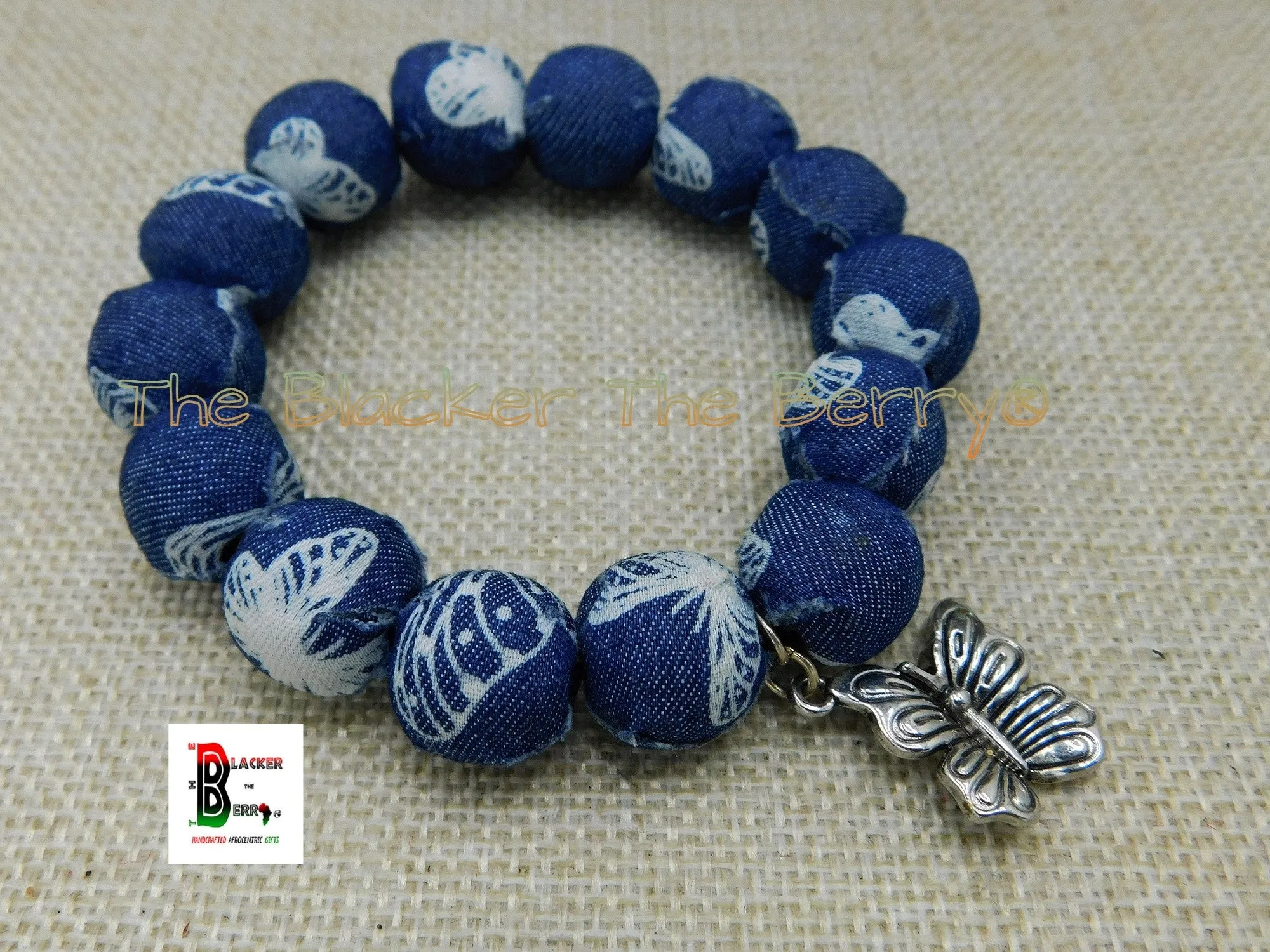 Butterfly Bracelets Jean Women Charm Jewelry Summer Chunky Silver Beaded
