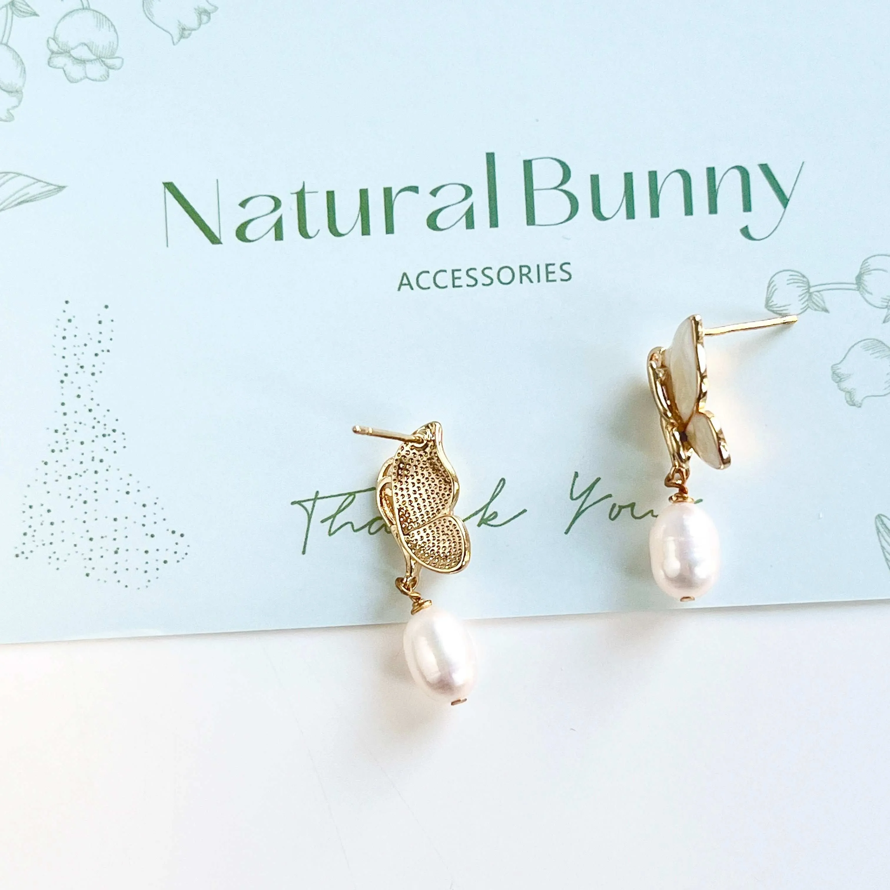 Butterfly Pearl Drop Earrings
