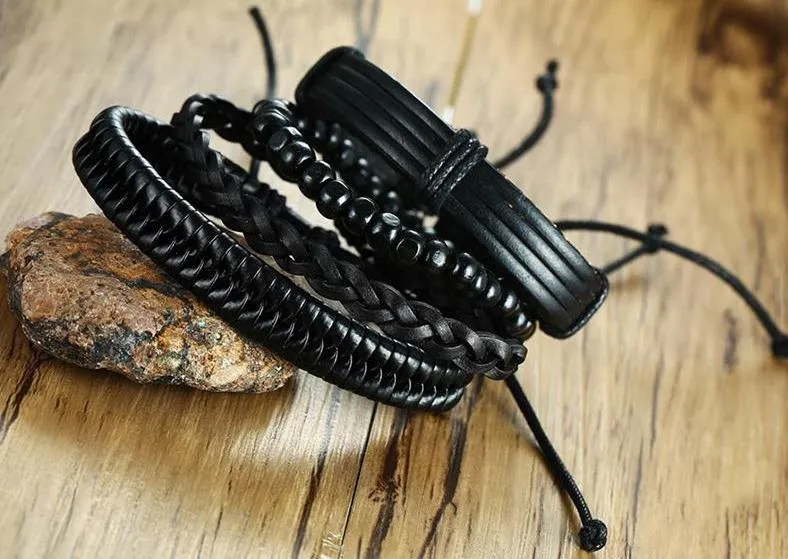 🔥【BUY 2 FREE SHIPPING & GET 10%OFF】4Pcs/ Set Braided Wrap Leather Bracelets