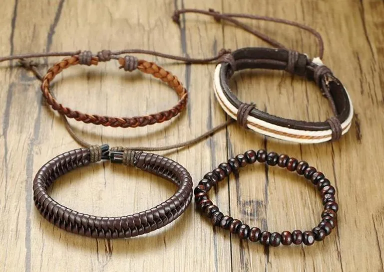 🔥【BUY 2 FREE SHIPPING & GET 10%OFF】4Pcs/ Set Braided Wrap Leather Bracelets