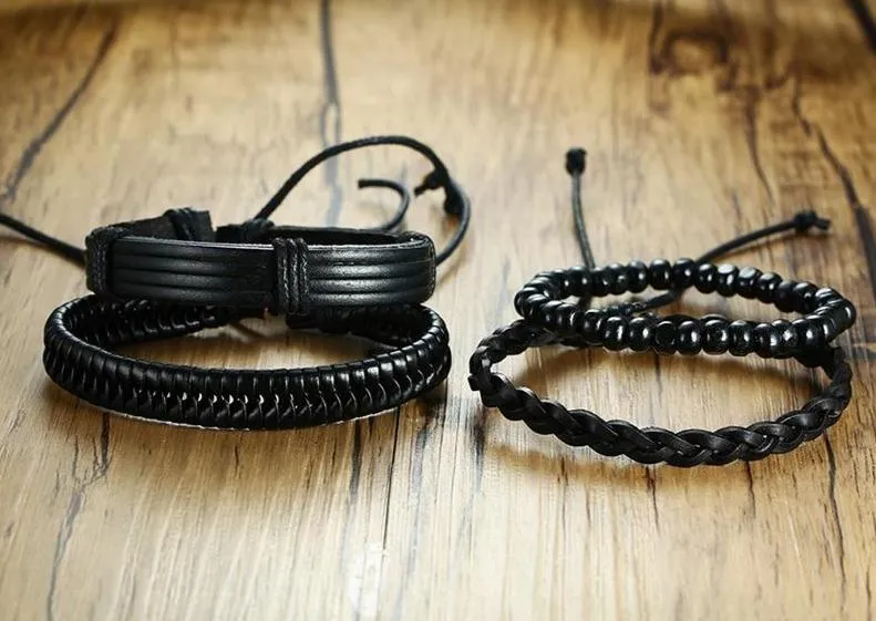 🔥【BUY 2 FREE SHIPPING & GET 10%OFF】4Pcs/ Set Braided Wrap Leather Bracelets