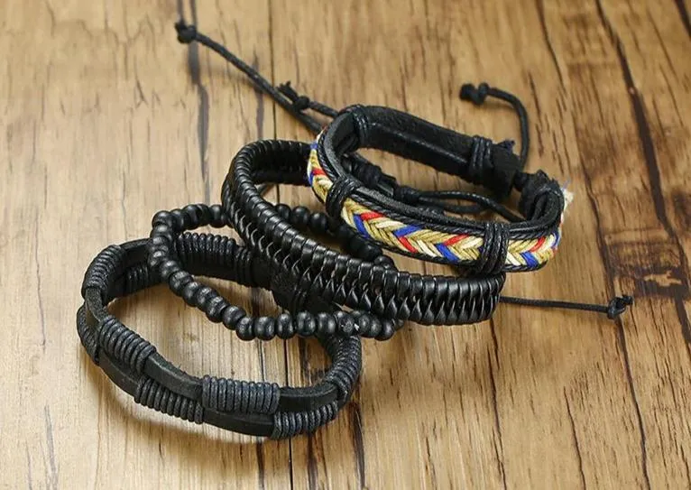🔥【BUY 2 FREE SHIPPING & GET 10%OFF】4Pcs/ Set Braided Wrap Leather Bracelets