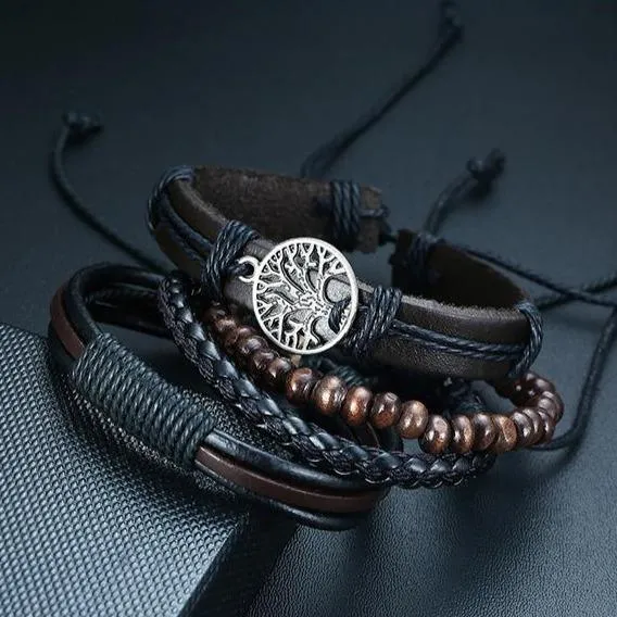 🔥【BUY 2 FREE SHIPPING & GET 10%OFF】4Pcs/ Set Braided Wrap Leather Bracelets