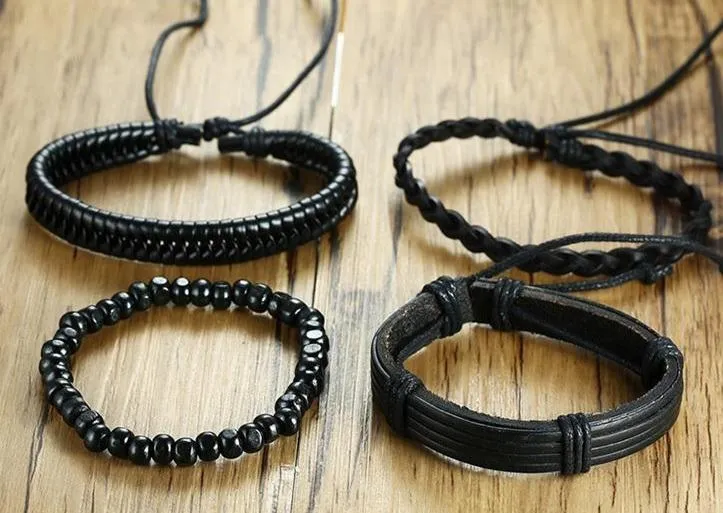 🔥【BUY 2 FREE SHIPPING & GET 10%OFF】4Pcs/ Set Braided Wrap Leather Bracelets