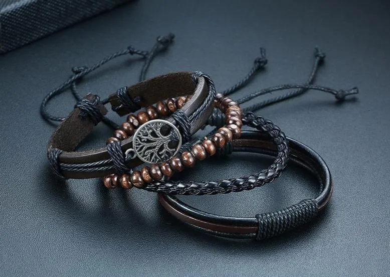 🔥【BUY 2 FREE SHIPPING & GET 10%OFF】4Pcs/ Set Braided Wrap Leather Bracelets