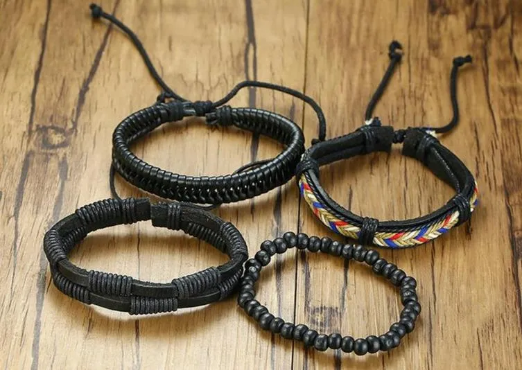 🔥【BUY 2 FREE SHIPPING & GET 10%OFF】4Pcs/ Set Braided Wrap Leather Bracelets