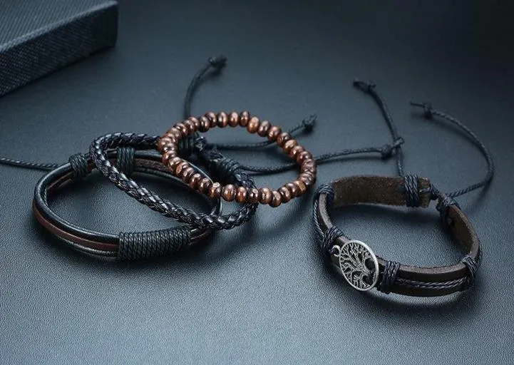 🔥【BUY 2 FREE SHIPPING & GET 10%OFF】4Pcs/ Set Braided Wrap Leather Bracelets