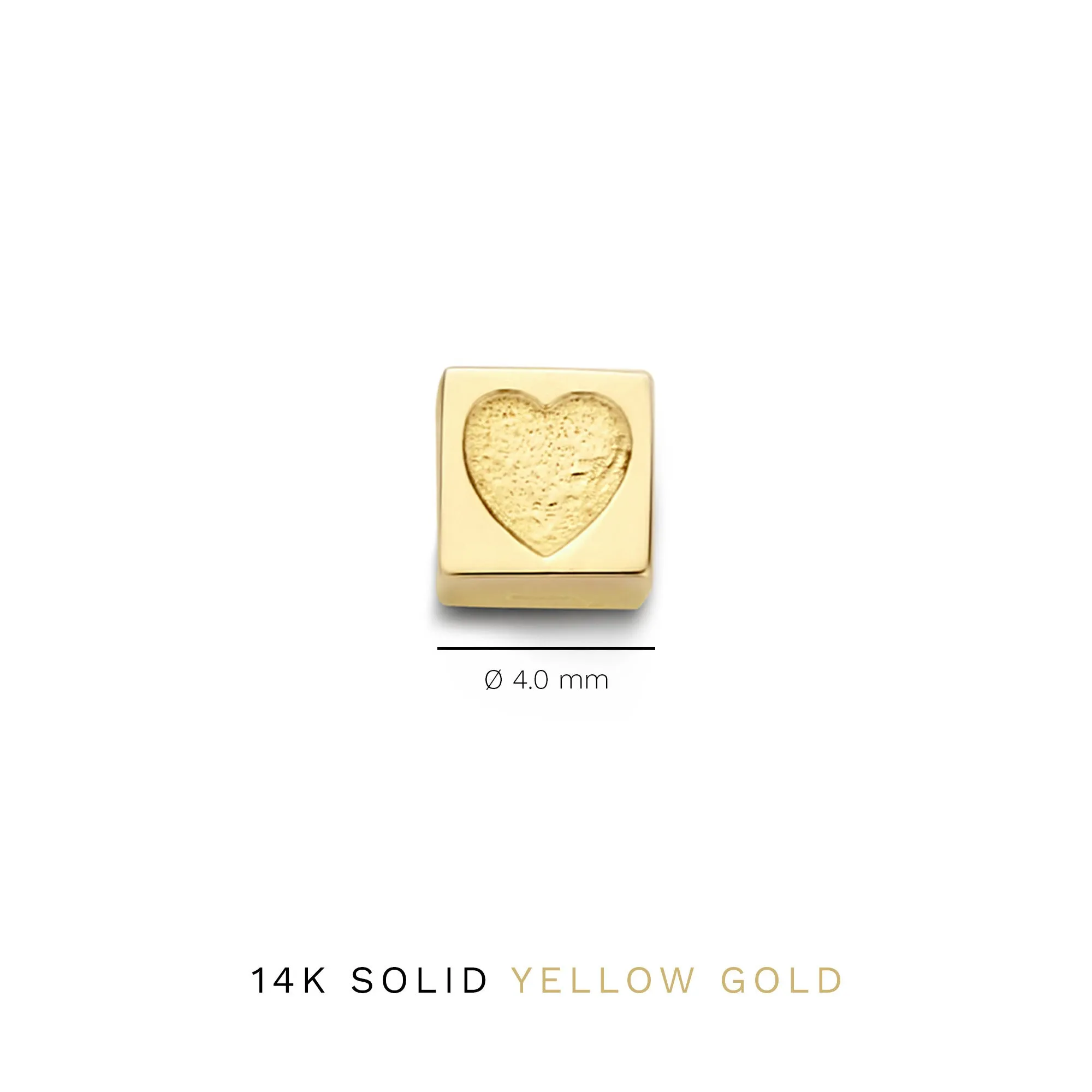 Cadeau d'Isabel 14 karat gold cube charm with heart and gold necklace gift set