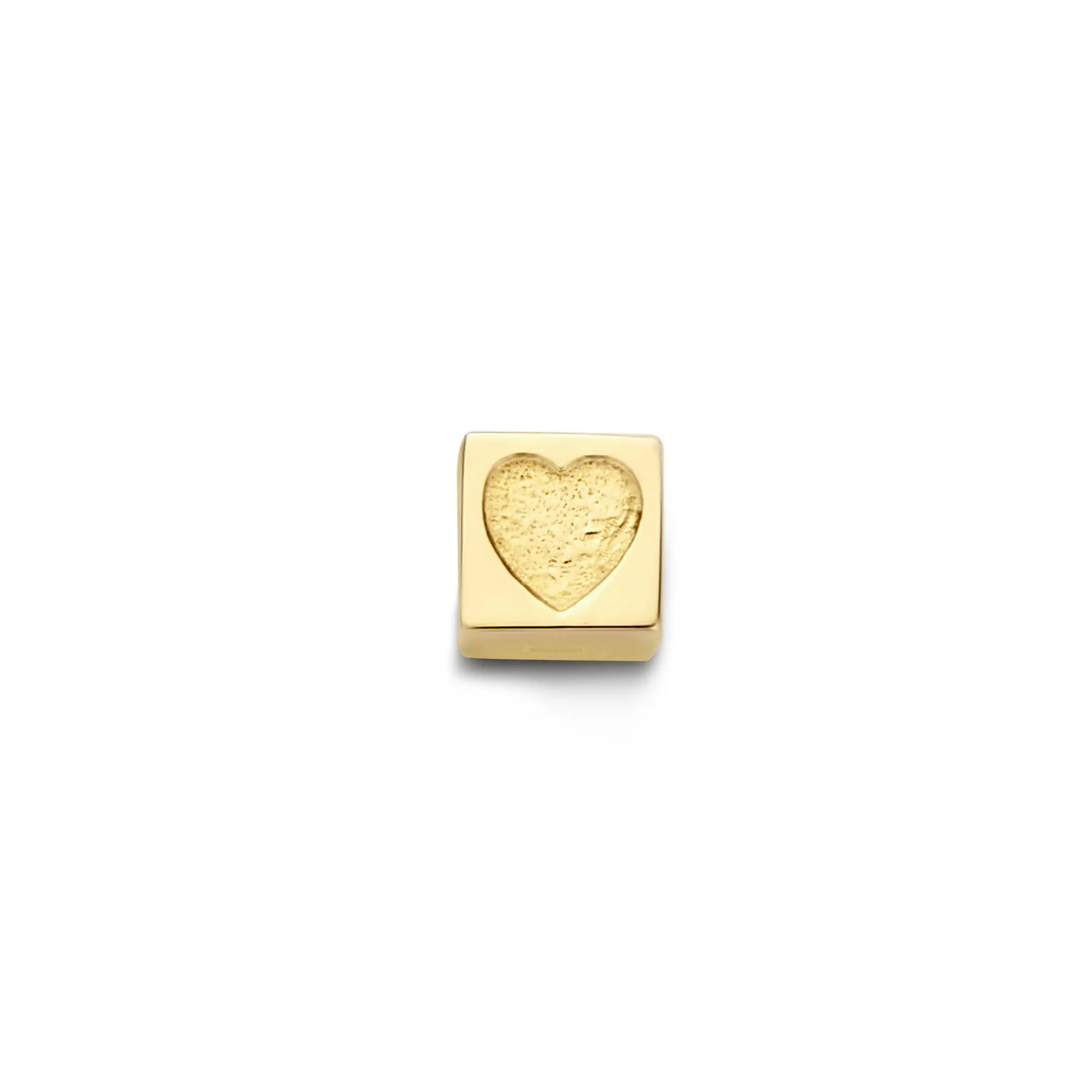 Cadeau d'Isabel 14 karat gold cube charm with heart and gold necklace gift set