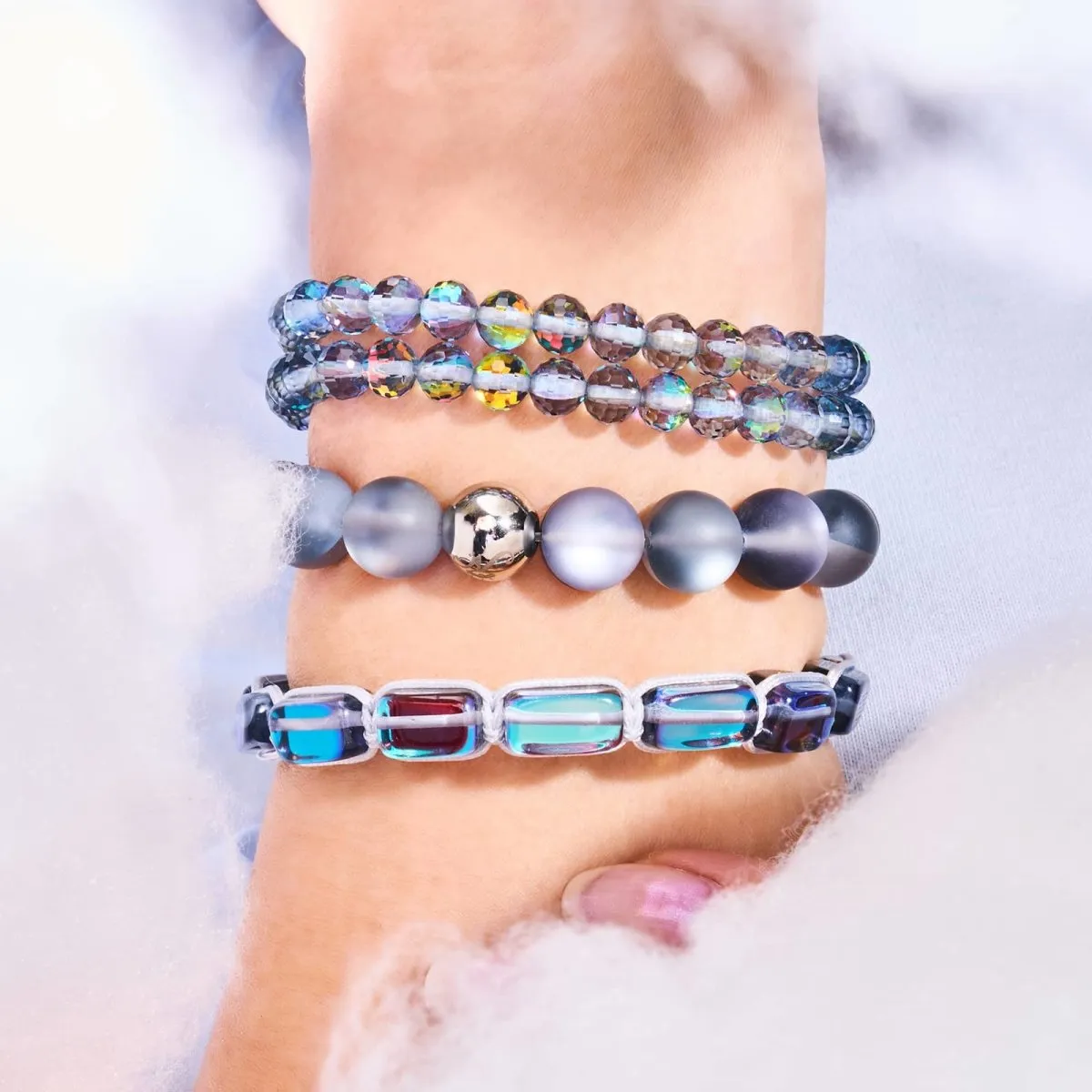 Carbonite | Silver | Mermaid Glass Statement Bracelet