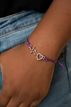 Cardiac Couture - Purple - Cord Silver Heartbeat Paparazzi Pull-Cord Bracelet