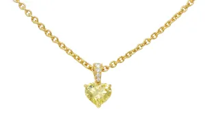 Cartier French 2.33 CTW Fancy Intense Yellow Heart Cut Diamond 18 Karat Yellow Gold Pendant Necklace GIA