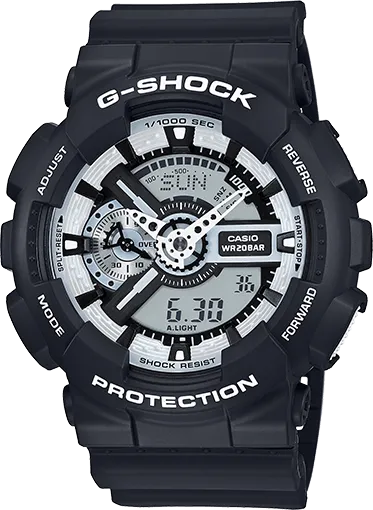 Casio G-Shock Black Dial Resin GA110BW-1A