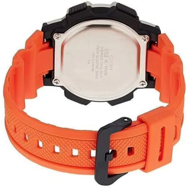 Casio Illuminator Orange Silicone Strap Black Dial Quartz Watch for Gents - AE-1000W-4BVDF