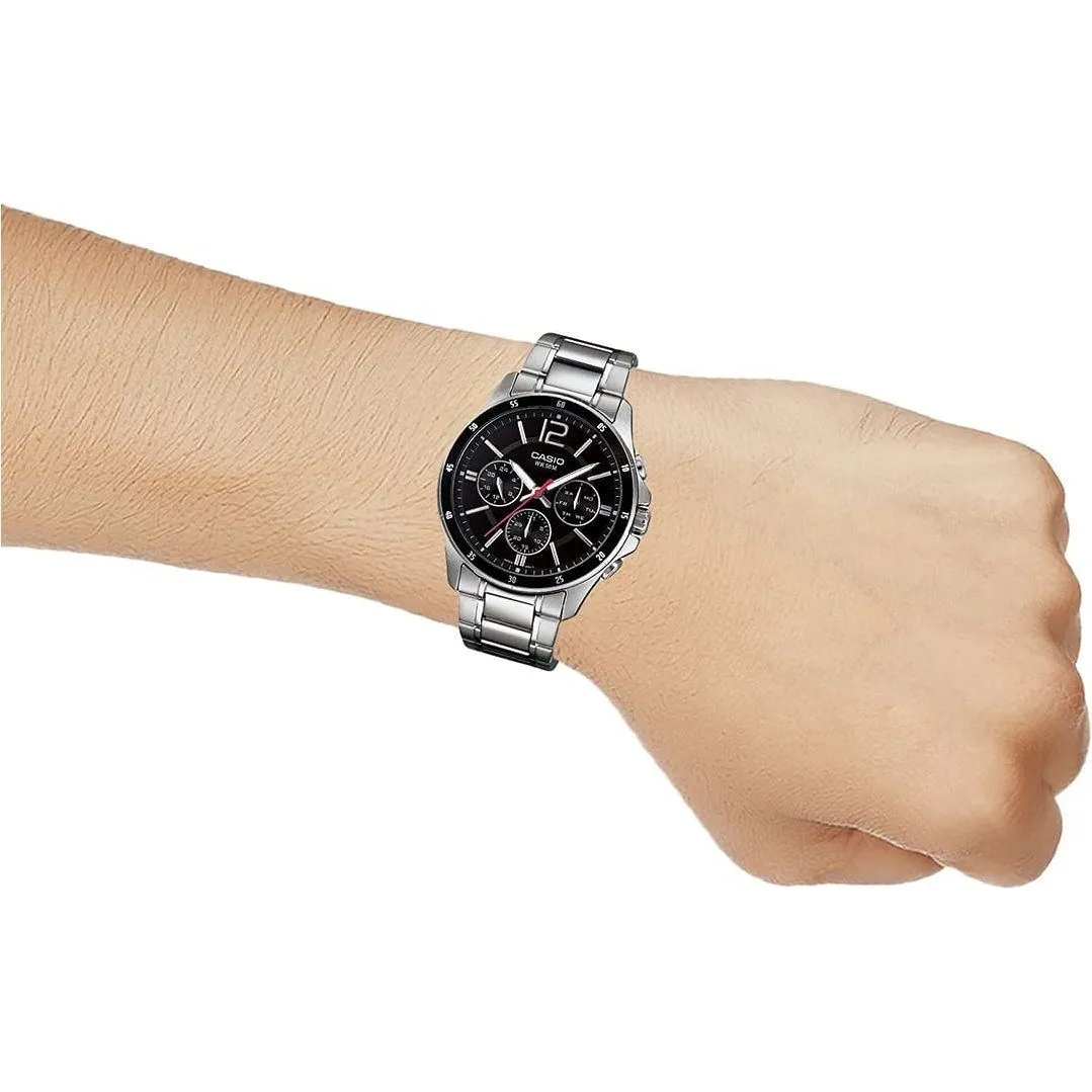 Casio Men's Dial Stainless Steel Band Watch - MTP-1374D-1AVDF