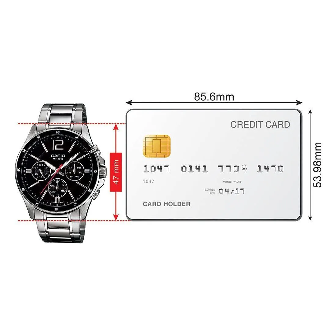 Casio Men's Dial Stainless Steel Band Watch - MTP-1374D-1AVDF