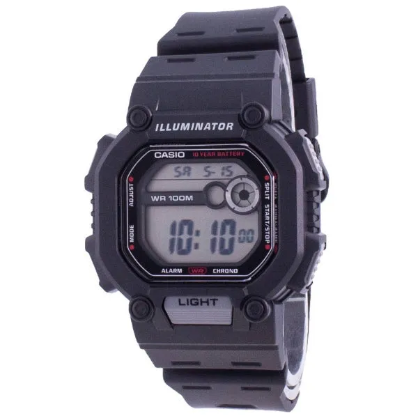 Casio Youth Black Silicone Strap Strap Digital Black Dial Quartz Watch for Gents - W-737H-1AVDF
