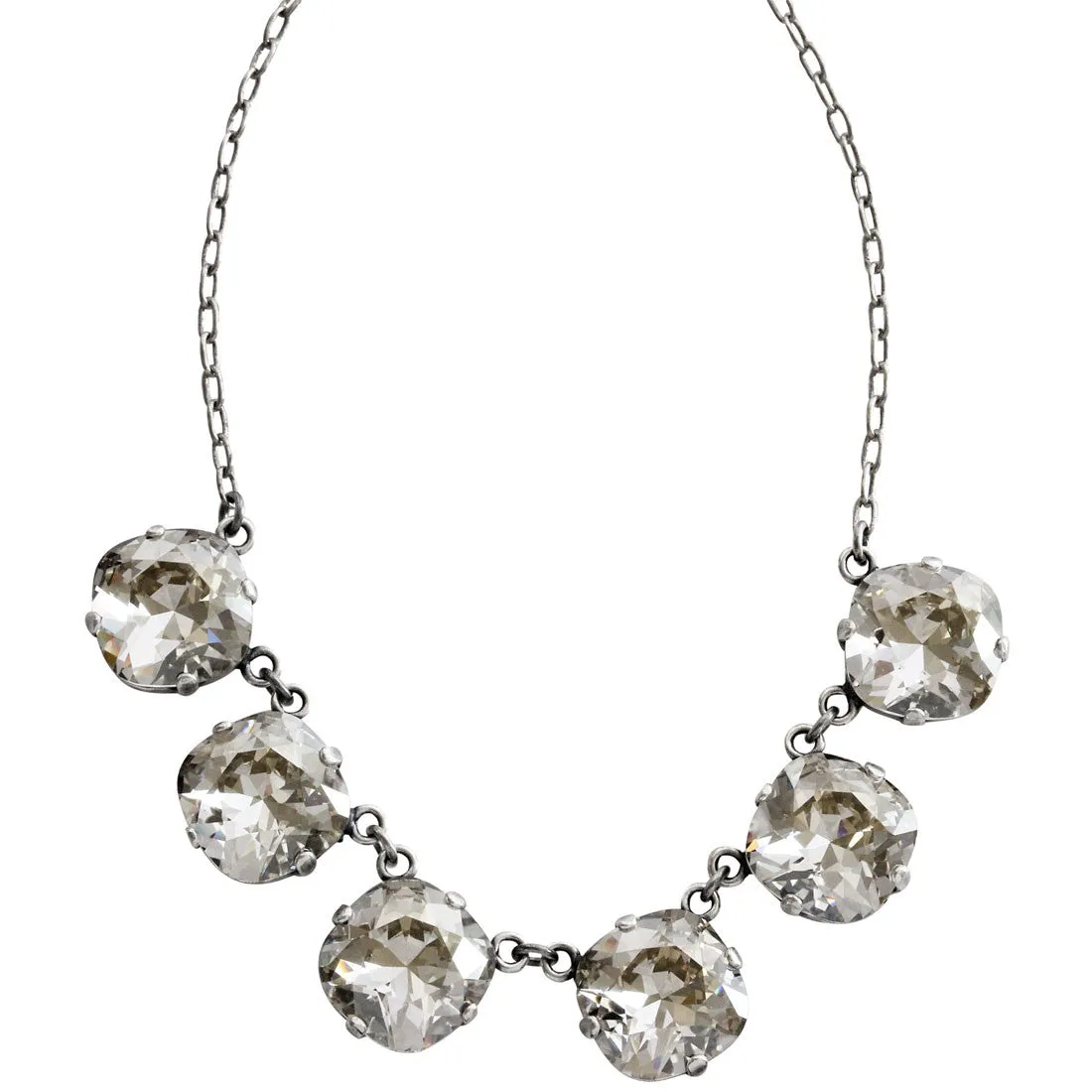 Catherine Popesco Sterling Silver Plated Crystal Round Necklace, 16"   2" Extender 1257 Shade