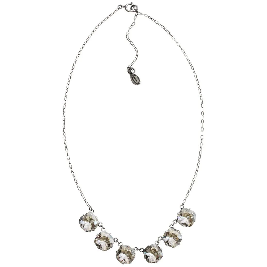 Catherine Popesco Sterling Silver Plated Crystal Round Necklace, 16"   2" Extender 1257 Shade