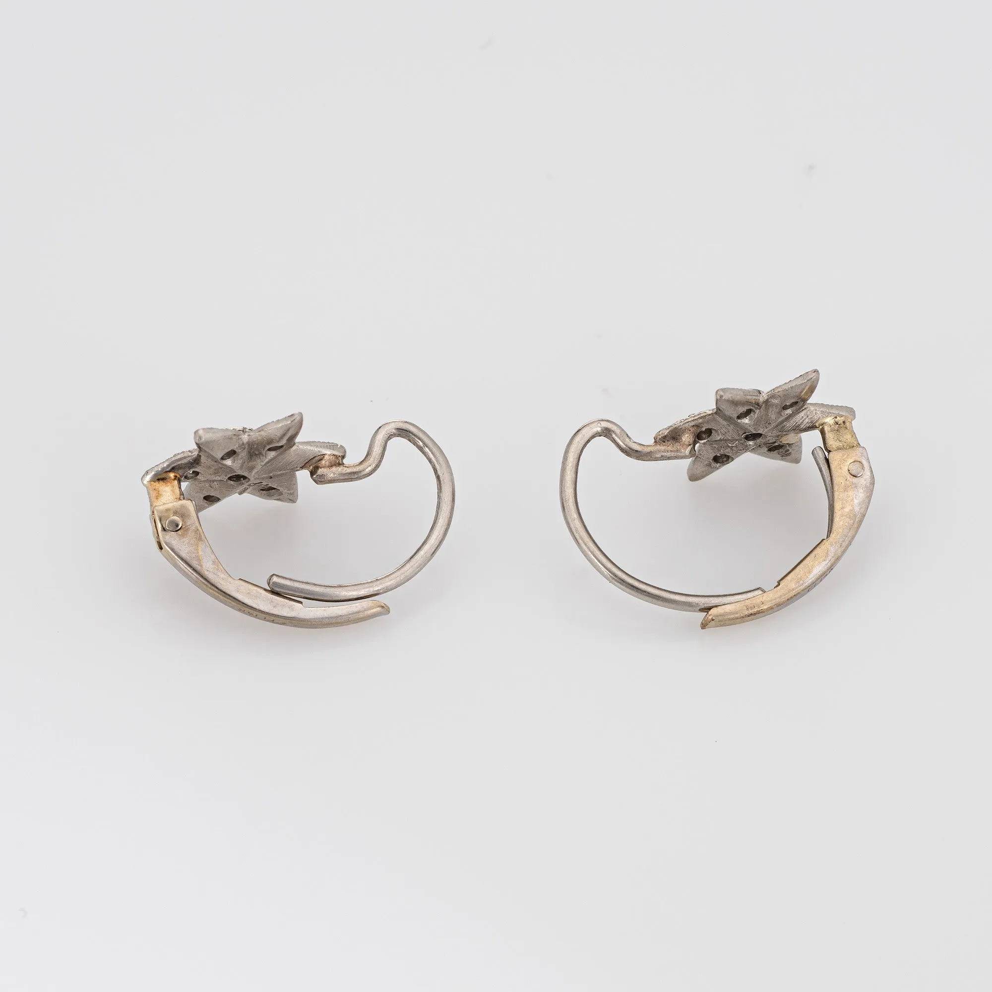 Cathy Waterman Diamond Star Earrings Platinum Estate Fine Signed Jewelry