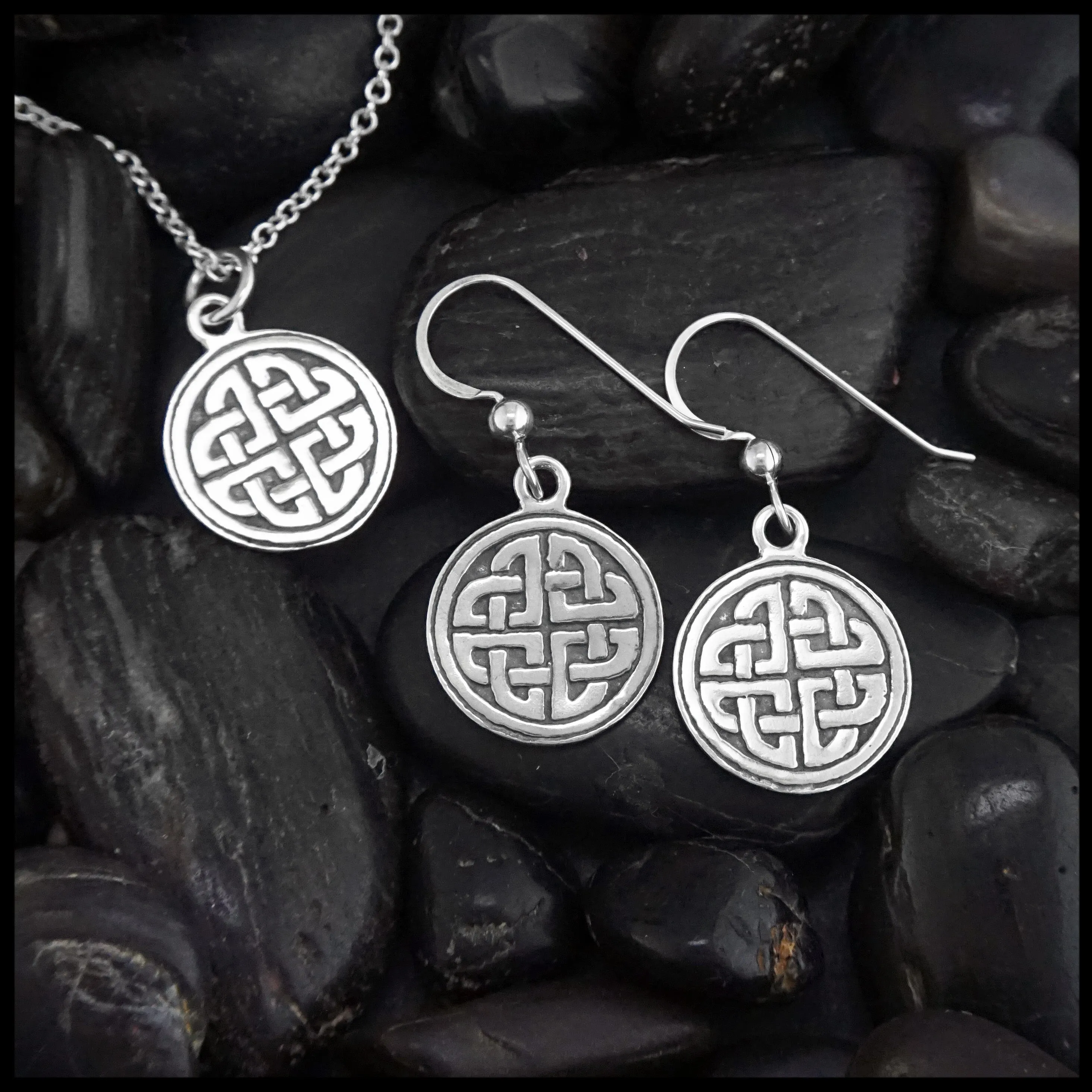 Celtic Circular Knot Pendant and Earring Set