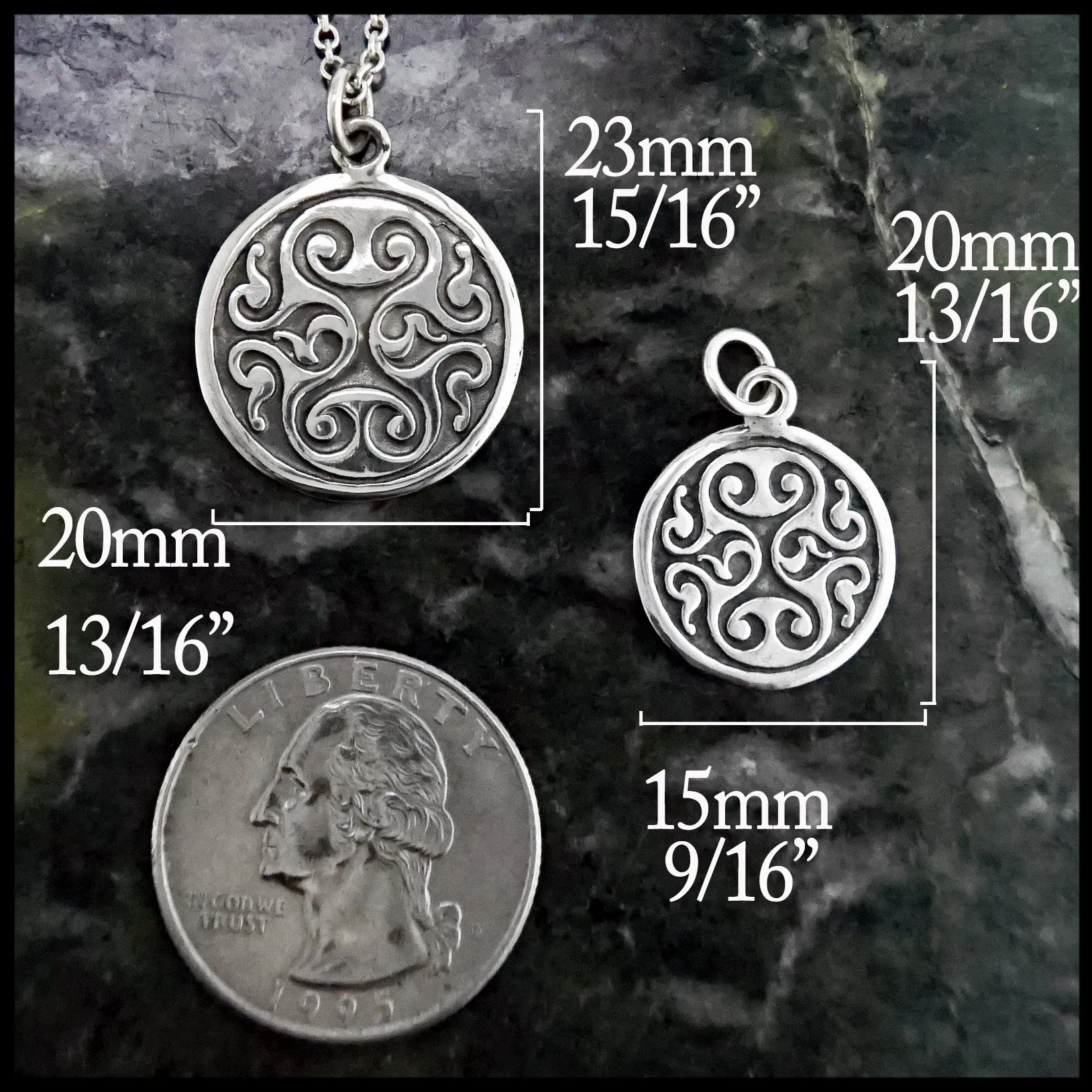 Celtic Spiral Heart Pendant and Earring Set