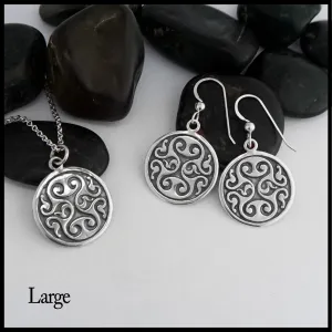 Celtic Spiral Heart Pendant and Earring Set
