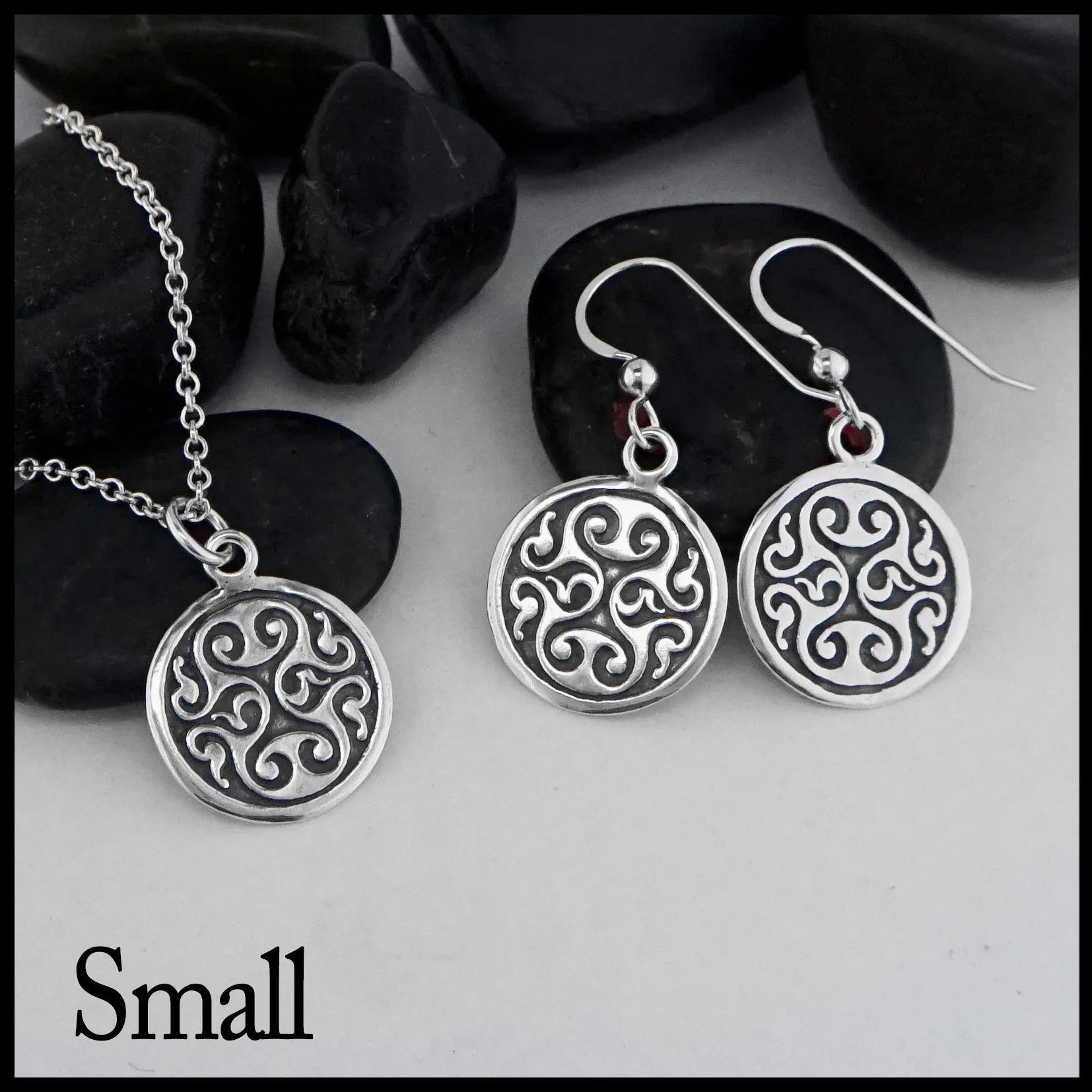Celtic Spiral Heart Pendant and Earring Set