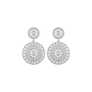 Cento 18K White Gold Small Rosette Diamond Drop Earrings