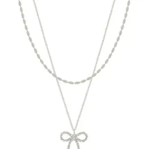 Chain Necklace With Crystal Bow