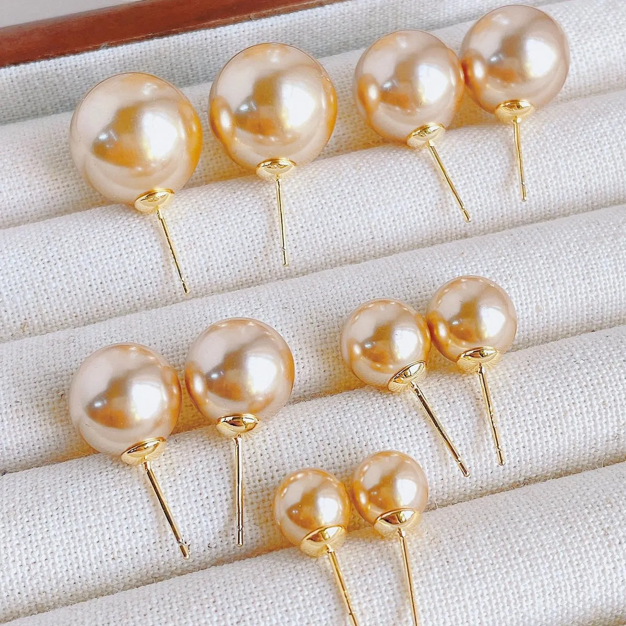Champagne Color Pearl Earrings
