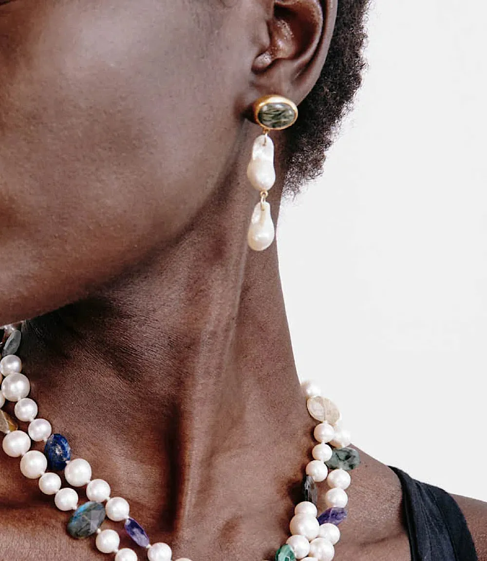 Chan Luu White Pearl Drop Earrings