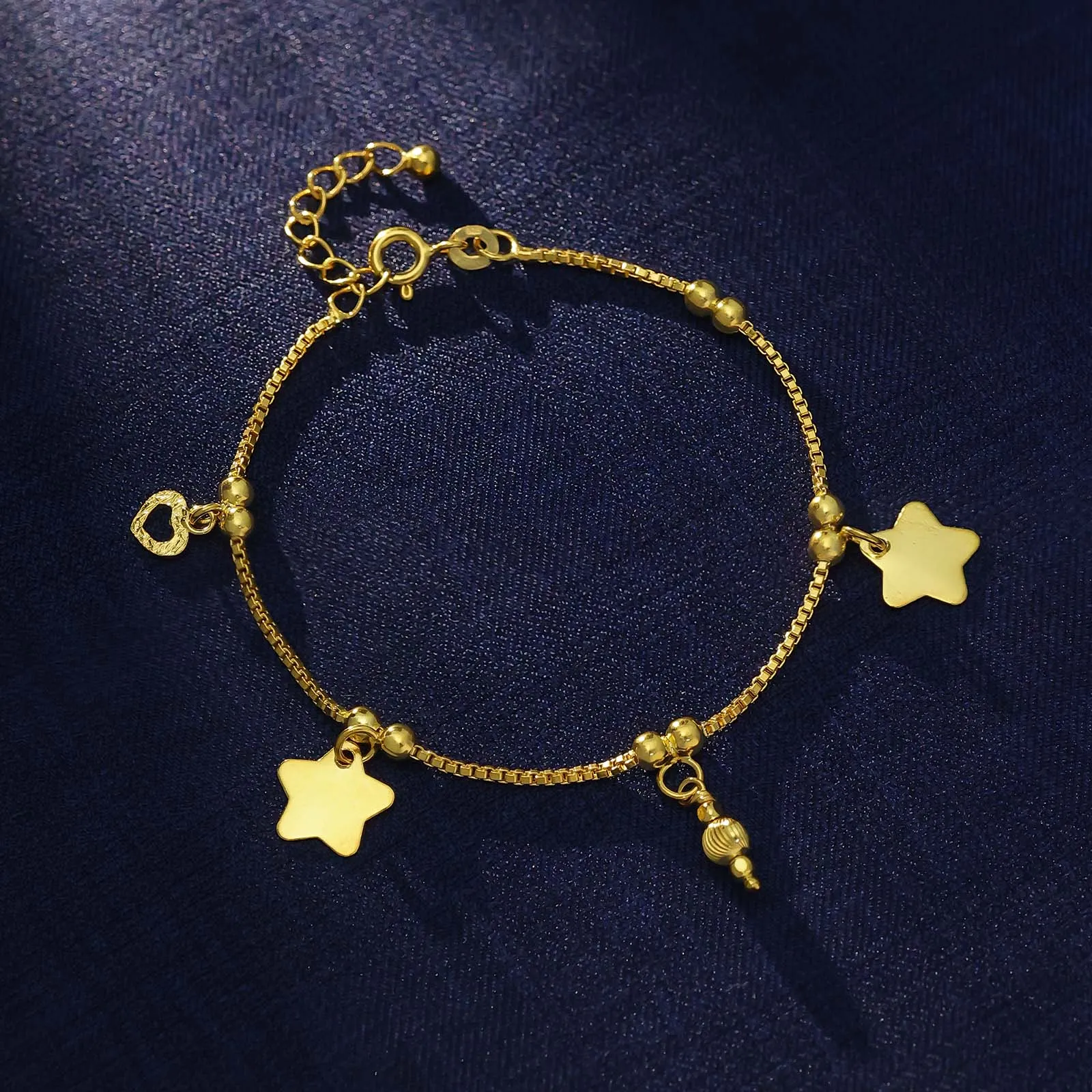 Charm Star with Heart 925 Sterling Silver Bracelet