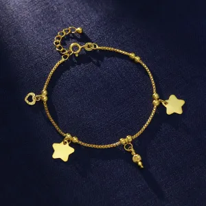 Charm Star with Heart 925 Sterling Silver Bracelet