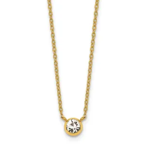 Chisel Stainless Steel Polished Yellow IP-plated Glass Pendant on a 16 inch Cable Chain with a 2 inch Extension Necklace