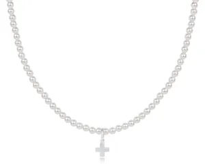 Choker Classic Pearl 3mm Bead - Signature Cross Sterling Charm