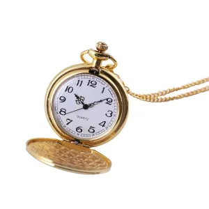Classic Large TwoFaced Gold Fashion Pocket Watch Court Style Pocket watch man woman kid gift necklace clock Couple old man watcH