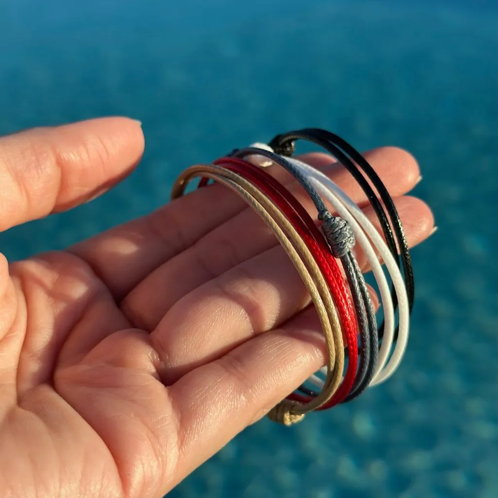 Coastal Trio - Navy, Red & White Cord Bracelets