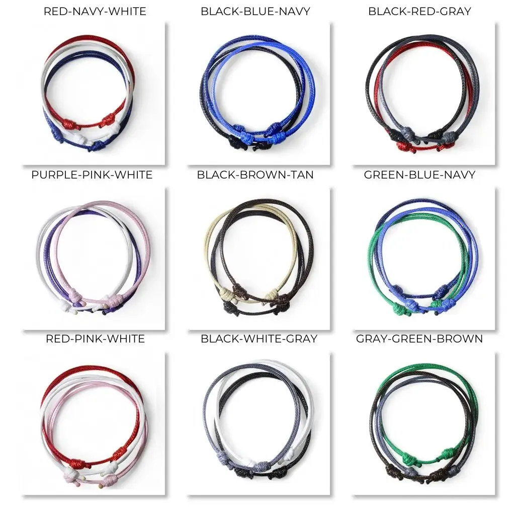 Coastal Trio - Navy, Red & White Cord Bracelets