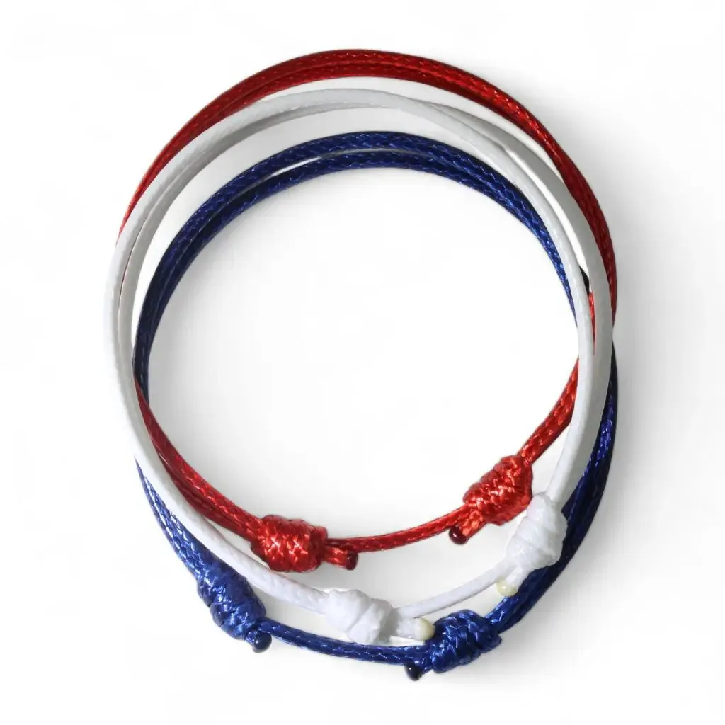 Coastal Trio - Navy, Red & White Cord Bracelets