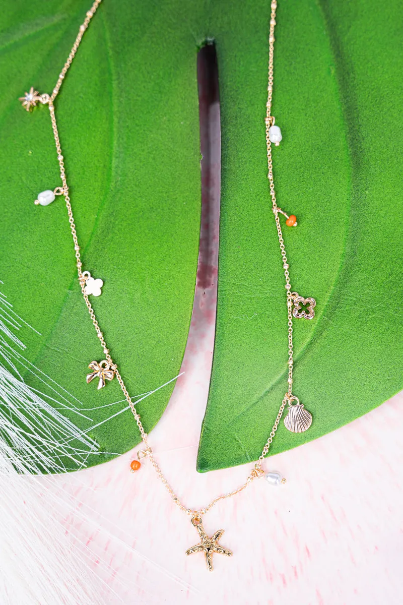 Coastal Vibes Goldtone Charm Necklace