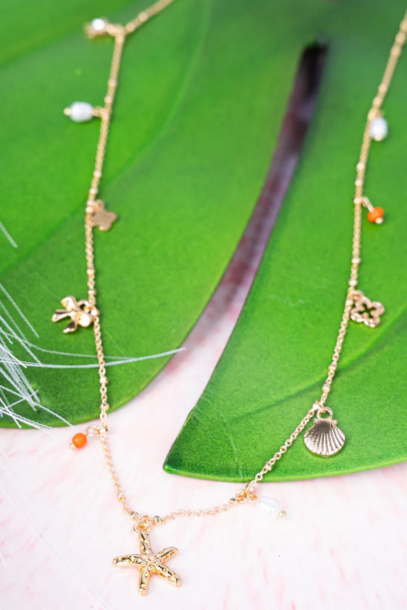 Coastal Vibes Goldtone Charm Necklace